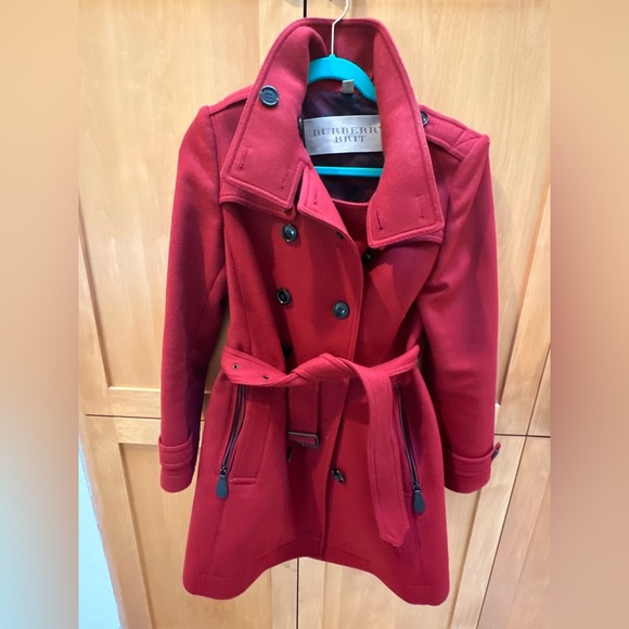 Burberry Brit Funnel Neck Wool Cashmere Twill Trench Coat - Picture 3 of 7